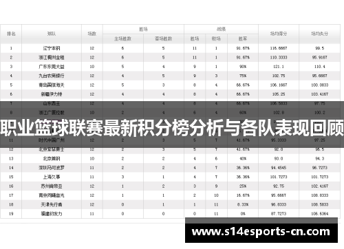 职业篮球联赛最新积分榜分析与各队表现回顾